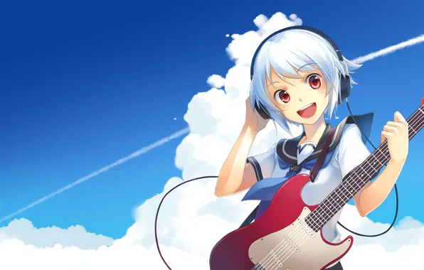 Picture the sky, guitar, art, girl