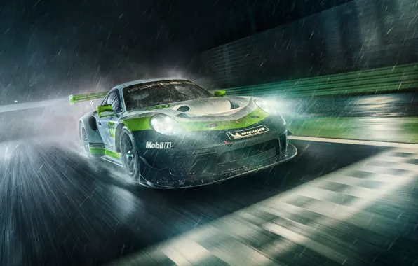Picture lights, speed, 911, Porsche, racing car, GT3 R, 2019