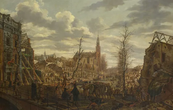Picture picture, the urban landscape, Channel Rapenburg in Leiden, Johannes Jelgerhuis