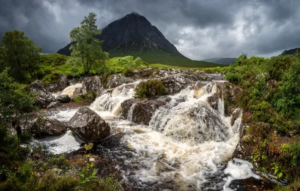 Picture river, waterfall, Scotland, Scotland, Glen Etive