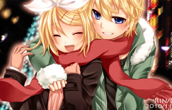 Picture girl, guy, two, Vocaloid, Vocaloid, Kagamine Len, Kagamine Rin