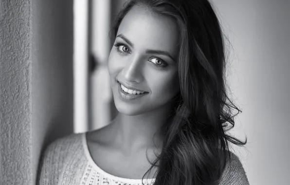 Picture girl, smile, photo, portrait, hairstyle, black and white, beautiful, Lea, Bruno Birkhofer