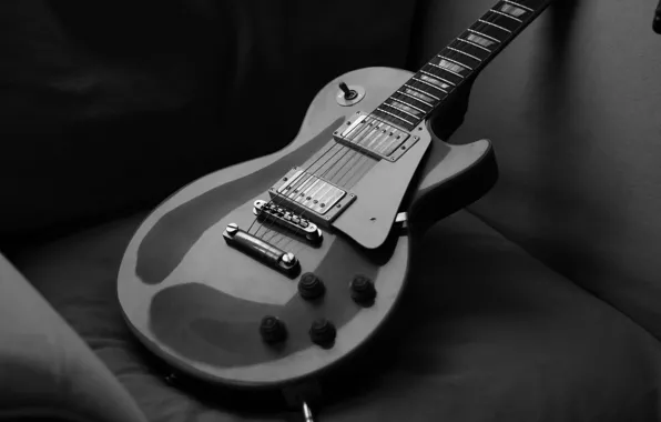 Picture black & white, guitar, strings, black and white, guitar, gibson, the paul