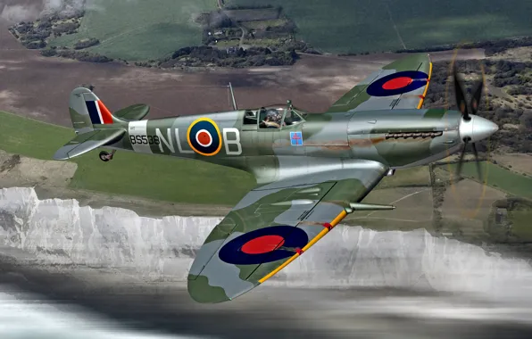 Picture Supermarine, Royal Air Force, Fighter, Spitfire Mk.IXc, 341 Squadron RAF, flown by Sgt Pierre Clostermann