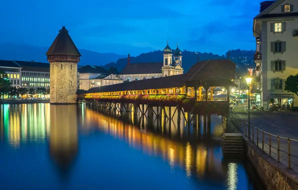 Picture Switzerland, Switzerland, Lucerne, Reuss River, Luzern, Chapel bridge, Credit, Canton of Lucerne