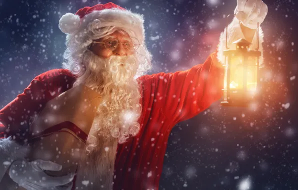 Picture New Year, Christmas, night, winter, snow, merry christmas, gifts, santa claus