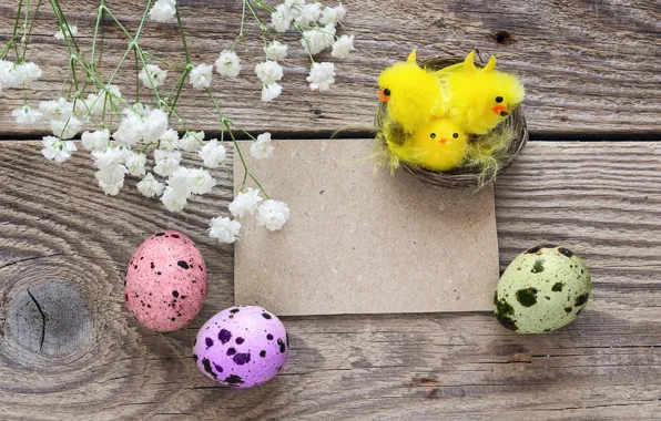Picture flowers, spring, Easter, wood, flowers, spring, Easter, eggs, decoration, Happy, the painted eggs