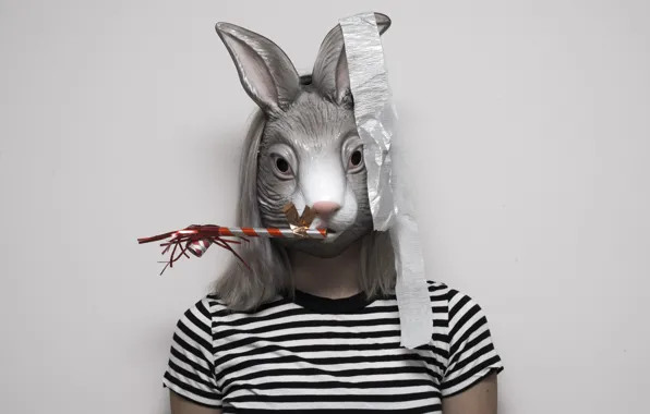 Picture girl, hare, rabbit, mask