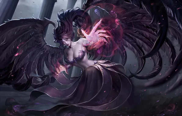 Picture the game, art, league of legends, Morgana, Chuby Mi, Morgana league of legends