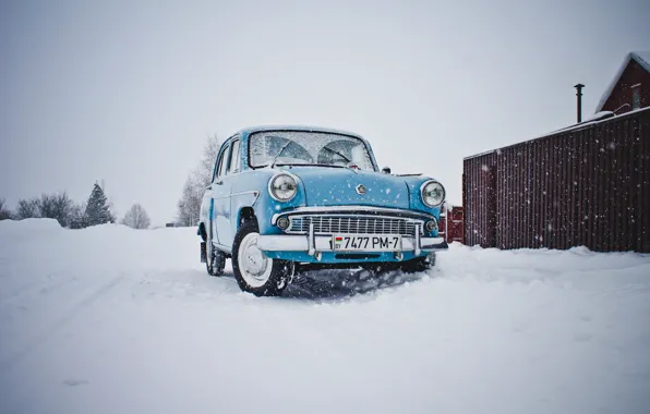Picture machine, snow, Moskvich 407
