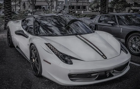 Picture Ferrari, white, black, 458, auto