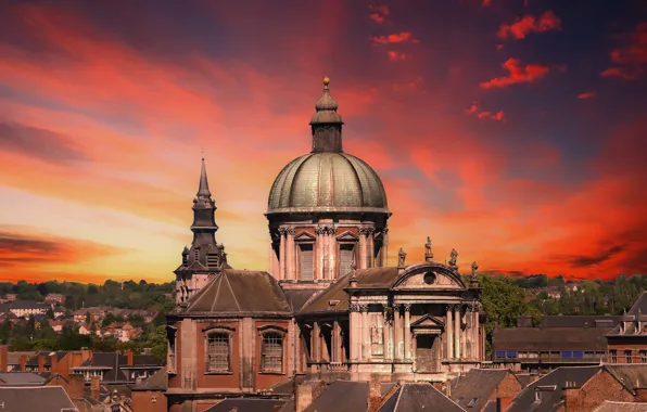 Picture the sky, sunset, Church, the dome