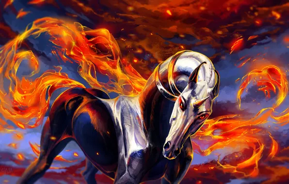 Picture fire, unicorn, by Alaiaorax