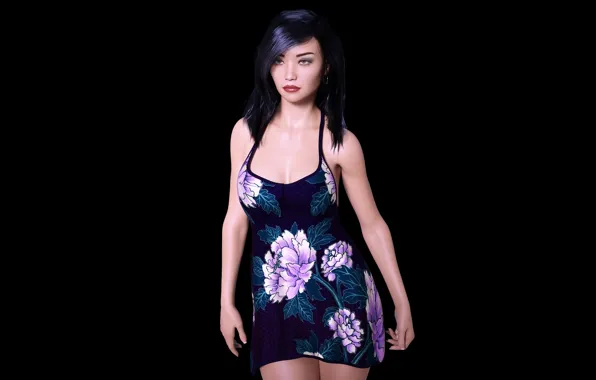 Picture girl, model, black background