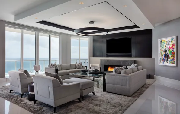 Picture interior, fireplace, living room, Luxury Penthouse