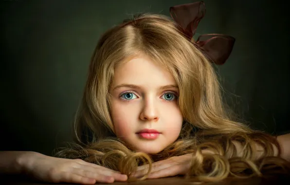 Picture eyes, face, hair, girl, bow