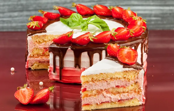 Picture chocolate, strawberry, cake, cream