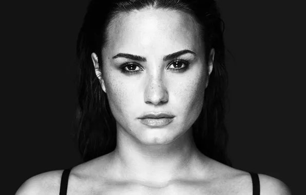 Picture look, music, portrait, makeup, hairstyle, black and white, black background, song, clip, Demi Lovato, Demi …