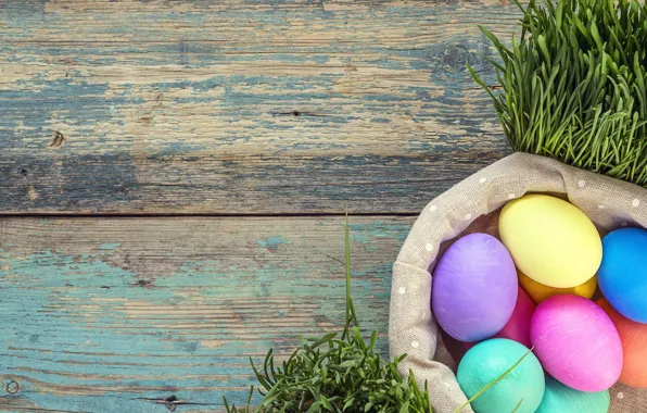 Picture spring, colorful, Easter, socket, basket, wood, spring, Easter, eggs, decoration, nest, the painted eggs, Happy …