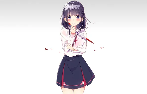 Picture girl, blood, knife