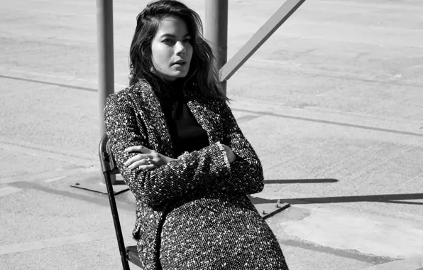 Picture makeup, actress, hairstyle, jacket, Michelle Monaghan, Michelle Monaghan, photoshoot, posing, on the chair, sitting, 2015, …