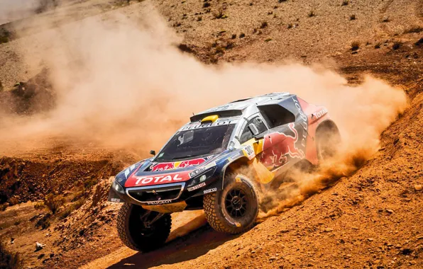 Picture Sand, 2008, Sport, Speed, Turn, Race, Skid, Peugeot, Lights, Red Bull, Rally, Dakar, Dakar, Rally, …