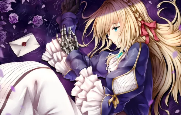 Picture girl, roses, lies, Violet Evergarden