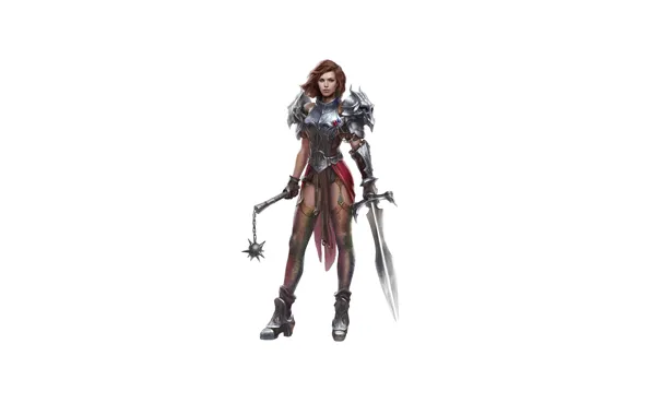 Picture girl, sword, armor, figure, warrior