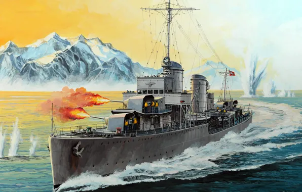 Picture The Third Reich, Kriegsmarine, Navy Germany, destroyers, The severe damage of Mirovaya war, type 1936, …