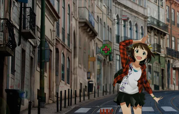 Picture girl, happiness, street, anime, day, madskillz, madskillz anime, clear weather, leceta shirt