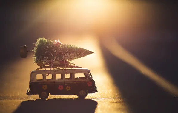 Picture holiday, toys, bus, tree