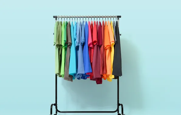 Picture colors, T-shirts, coat rack