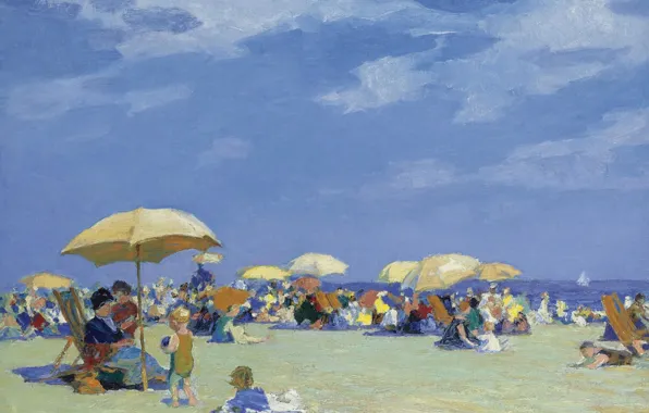 Picture people, stay, picture, umbrella, Edward Henry Potthast, Edward Henry Potthast, The beach in far Rockaway