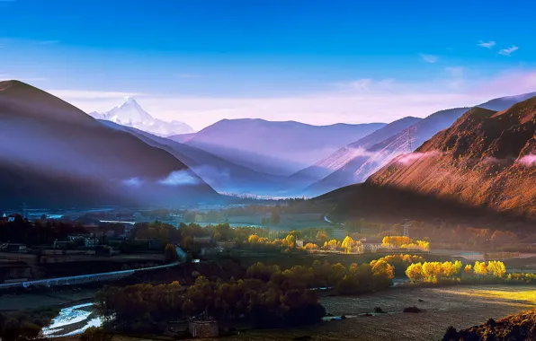 Picture mountains, valley, Tibet, Tibet, Xinduqiao