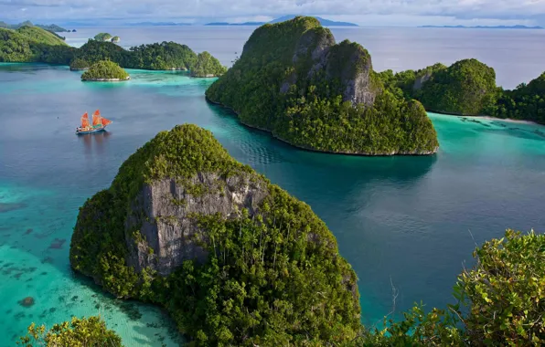 Picture Islands, ship, Indonesia, sail, Raja Ampat
