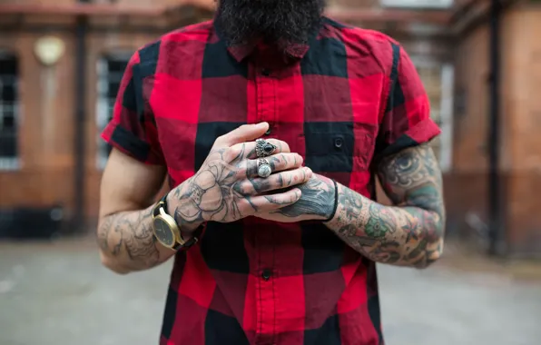 Picture man, tattoos, shirt