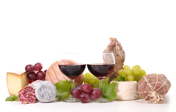 Picture wine, red, cheese, grapes, glasses of wine