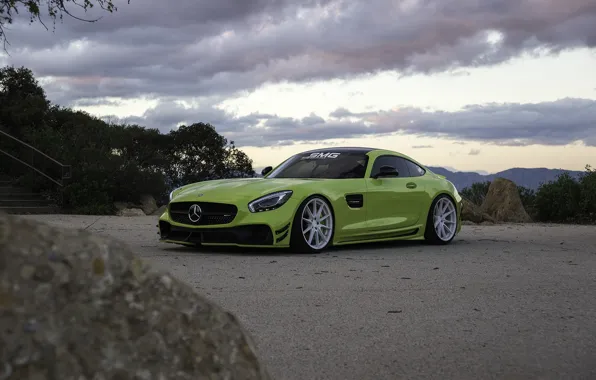 Picture Roadster, Mercedes, Clouds, Sky, Green, AMG, Stone, GT C