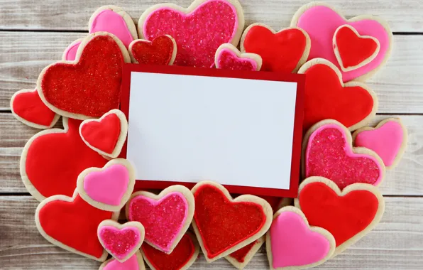 Picture cookies, hearts, red, love, pink, romantic, hearts, glaze, cookies, valentine`s day