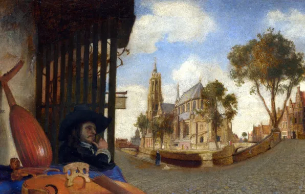 Picture picture, musician, the urban landscape, View Of Delft, Carel Fabritius, Karel Fabricius