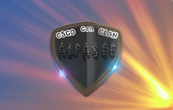 Picture rays, metal, letters, game, glow, shield, blurry, clan, gta, csgo, spots, edging