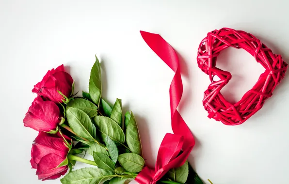 Picture love, flowers, heart, roses, red, red, love, heart, wood, flowers, romantic, Valentine's Day, gift, roses