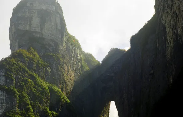 Picture clouds, light, mountains, fog, rocks, vegetation, China, China, Hunan province