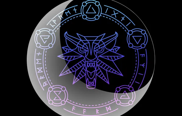 Picture wolf, round, signs, the witcher, the Witcher, runes, Crescent, Igny, The aard, Quen, Irden, Axi