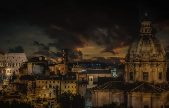 Picture night, home, Rome, Italy, the dome, Basilica