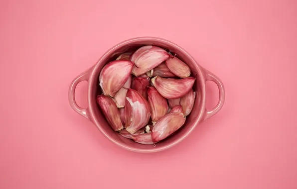 Picture background, pink, Cup, garlic, pink background, pink cubed