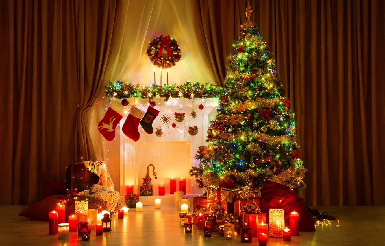 Фото обои елка, интерьер, Рождество, ёлка, Christmas, Christmas, Interior
