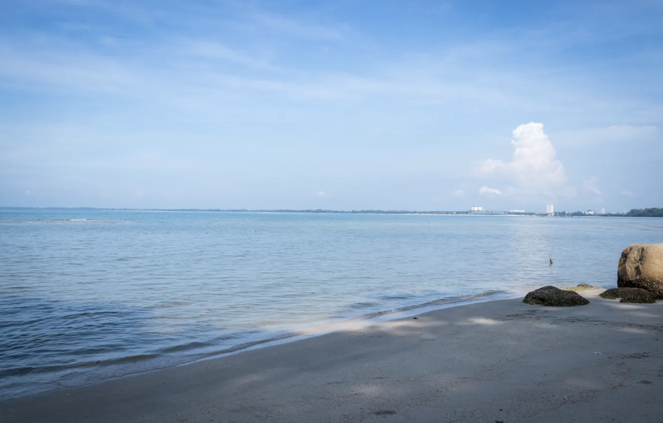 Photo wallpaper white, beach, sea, blue, sand, malaysia, relaxing, kuantan, blue sea