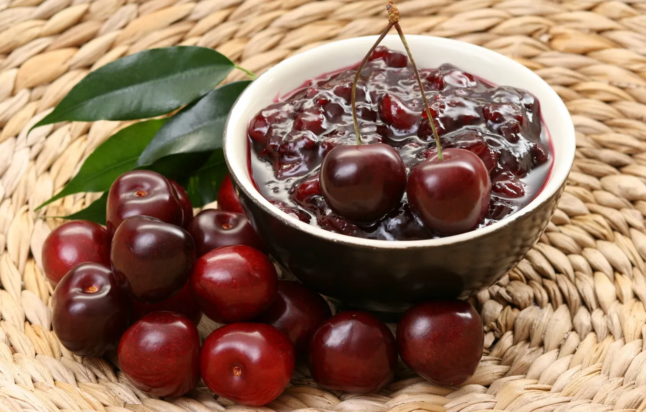 Photo wallpaper cherry, berries, jam
