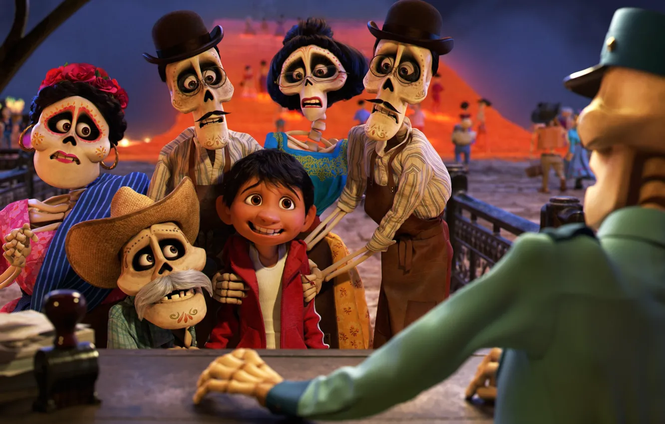 Wallpaper Pixar, hat, eyes, boy, Coco, animated film, bones, animated  movie, skull and bones, sull images for desktop, section фильмы - download